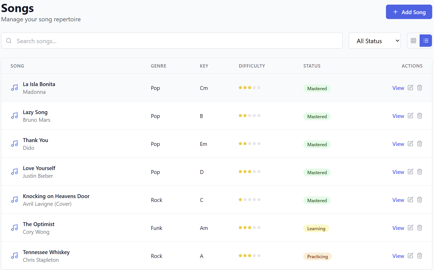 CabinJam Songs Library Screenshot